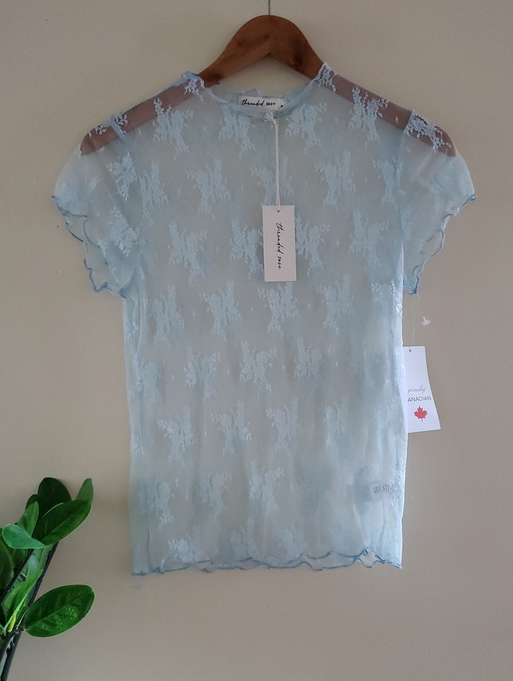 Threaded Rose BNWT Soft Lace SL Blouse - Light Blue M